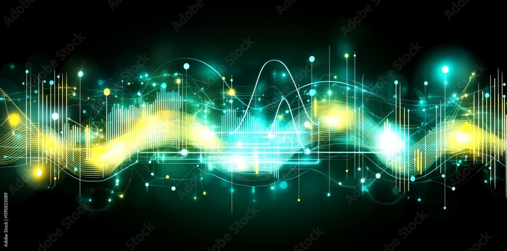 Poster neural network and core information. futuristic digital wave, data stream background. vortex of data