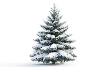 Fototapeta premium spruce covered with snow isolated on white background