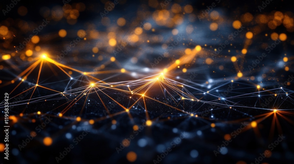 Aufkleber Abstract Network Of Illuminated Nodes And Connections