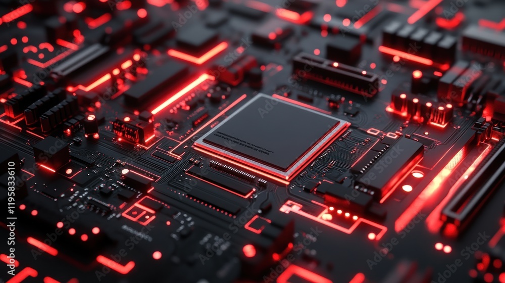 Aufkleber Illuminated Motherboard Central Processing Unit Close Up