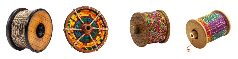 Kite string spool – The reel or spool used to control the kite’s flight, commonly seen during Makar Sankranti kite flying. Isolated on Clear White Background Highly Detailed 