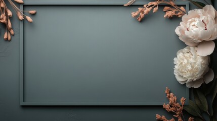 floral mothers day card, blooming peonies and wildflowers elegantly frame an open center, providing a lovely space for mothers day messages