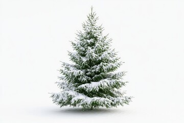 Fototapeta premium Snow covered Christmas tree isolated on white background.