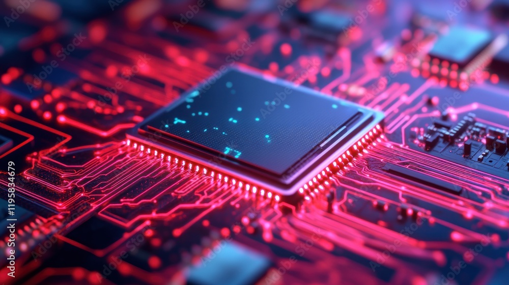 Poster illuminated central processing unit on circuit board