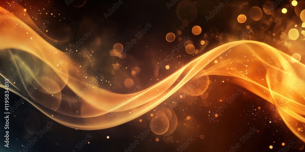 Poster swirling waves of orange and gold light move gracefully against a dark backdrop, creating a mesmeriz