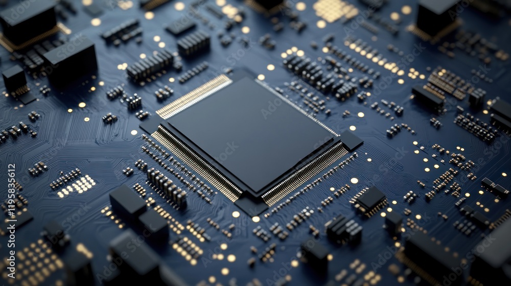 Poster Closeup View Of A Modern Computer Microchip Circuit Board
