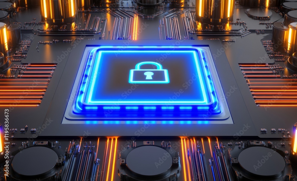 Poster ensuring security in the digital world. safeguarding data. employing digital keys and authentication