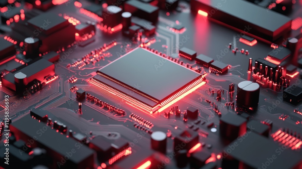 Poster illuminated central processing unit on motherboard