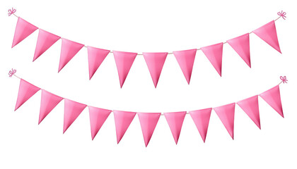 Pink Party Bunting Festive Decorations Celebration Garland Birthday Flags