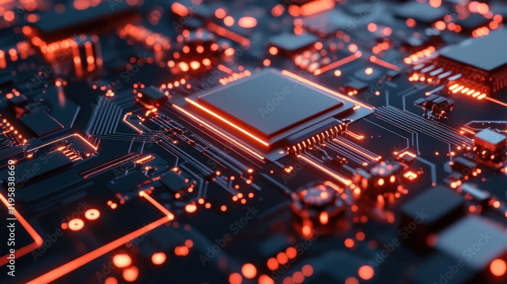 Aufkleber illuminated circuit board showing central processing unit