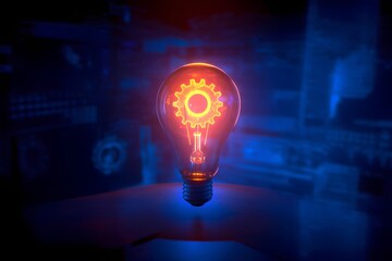 Glowing Lightbulb with Futuristic Circuit - Illustration Representing Innovation and Technology