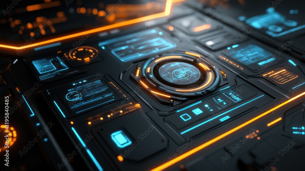 Poster Futuristic Technology Interface Panel Display System