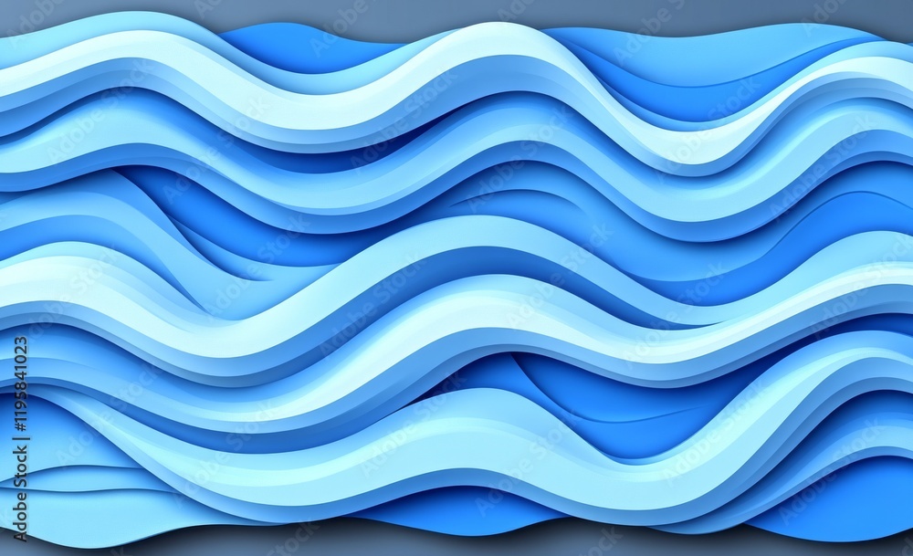 Poster the essence of sea waves conveyed through the fluidity of a smooth surface, in a 3d illustration whe