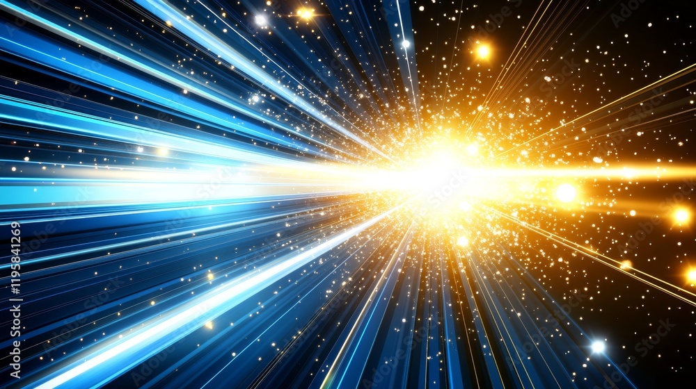 Poster in a high-tech setting, an artificial neural network is depicted alongside wavy particles in the cyb