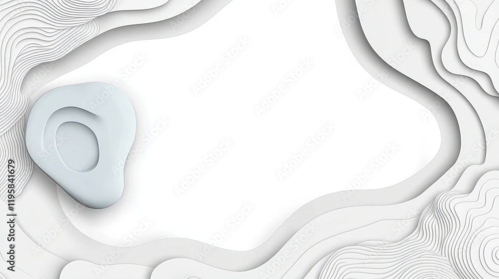 Poster wavy string orbits dance in a monochrome field of flowing abstract waves. 3d visualization with a bl