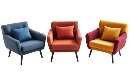 Fototapeta premium Stylish Armchairs Modern Furniture Home Decor Living Room Set Colorful Upholstery Cozy Seating