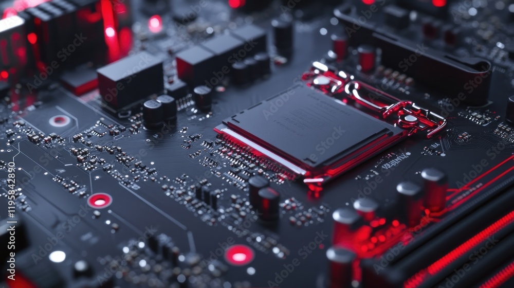 Poster central processing unit installed on modern motherboard