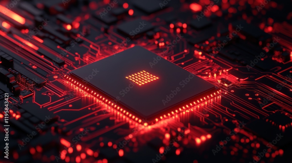 Aufkleber Illuminated Central Processing Unit on Circuit Board