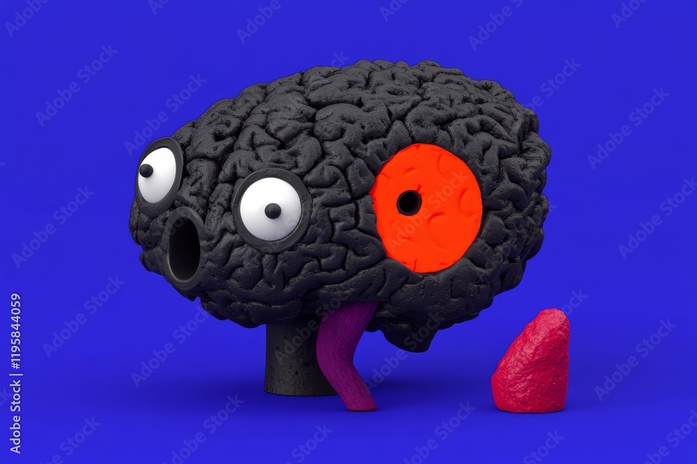Poster a blue background featuring the human brain, with active areas highlighted. concept involving the cr