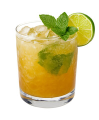 Fototapeta premium Refreshing Moscow Mule cocktail with lime and mint, perfect for summer gatherings. Isolated on transparent white background, png 