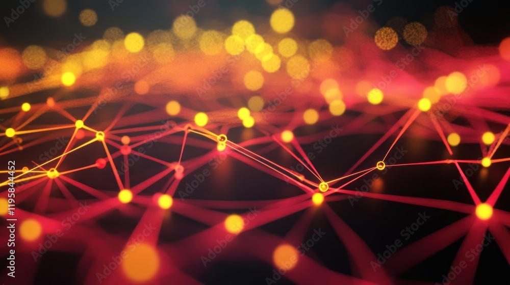 Poster Abstract Network Red Lines And Yellow Nodes