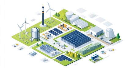 Naklejka premium Sustainable Energy Complex Integrated Renewable Resources