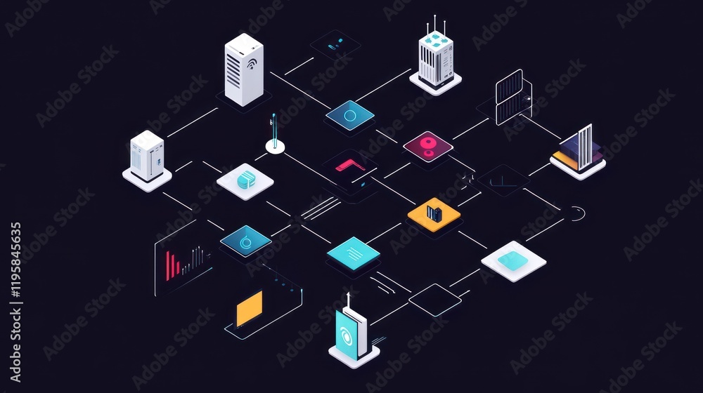 Aufkleber network system illustrating data connections and servers