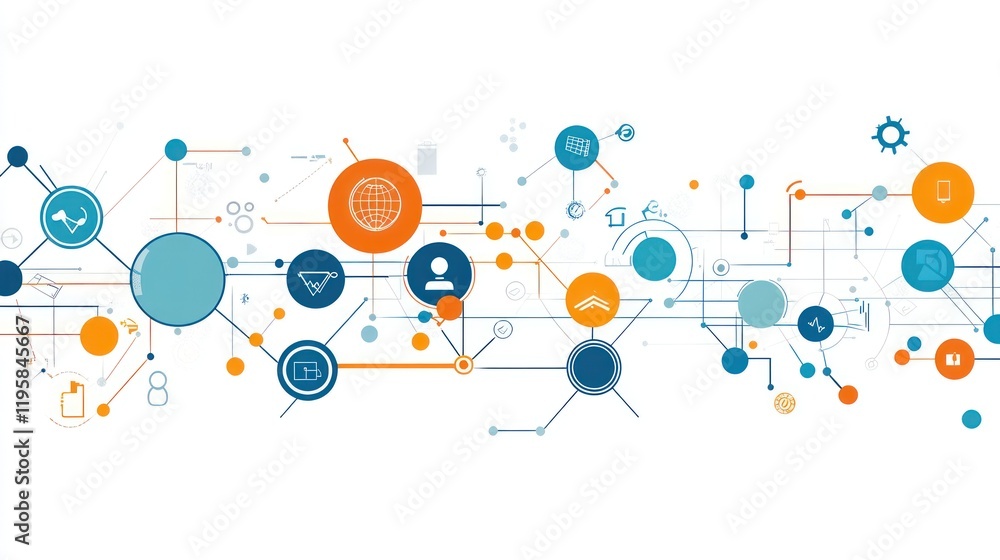 Poster abstract network diagram showing global interconnections