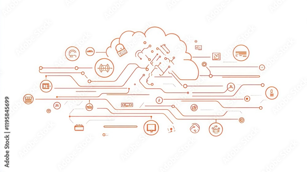Poster Cloud Computing Network System Data Connectivity Diagram