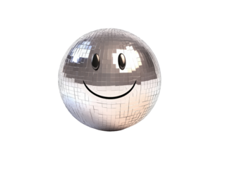Isolated Silver Disco Ball with Smiley Face
