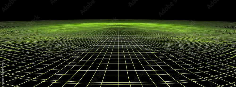 Poster radial waves extend through cyber space. navigating the digital information field, peer-to-peer inte