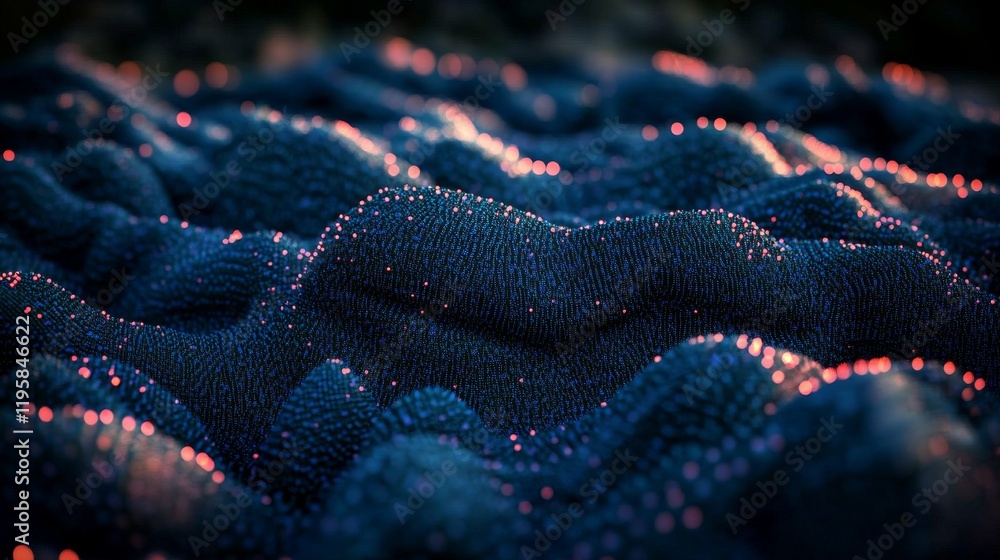 Poster concept of nanotechnology and big data illustrated through a hexagonal nano grid and a molecular net
