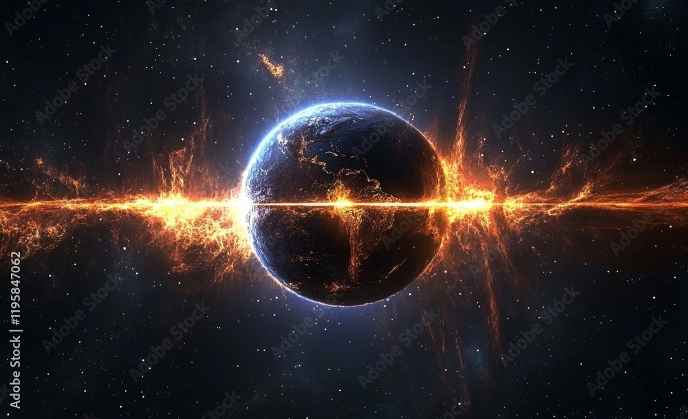 Poster 3d depiction of the deep space concept, focusing on outer space and the speed of light