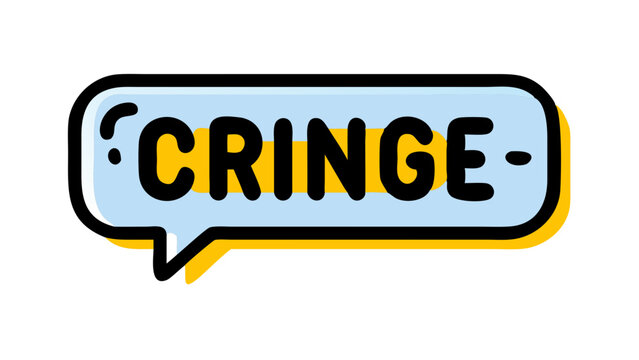 Cringe speech bubble icon, yellow-blue design
