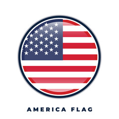 America flag round design icon circle vector template