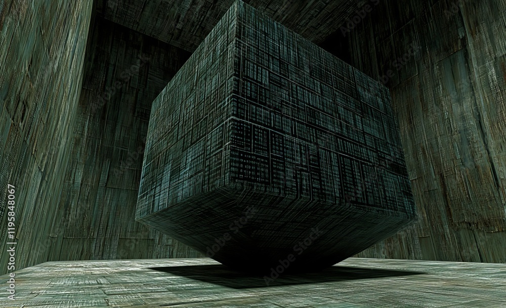 Poster depicted in a 3d illustration set against a technological background, featuring binary code elements