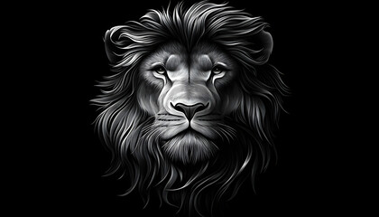 Majestic lion, artistic graphic design, portrait.