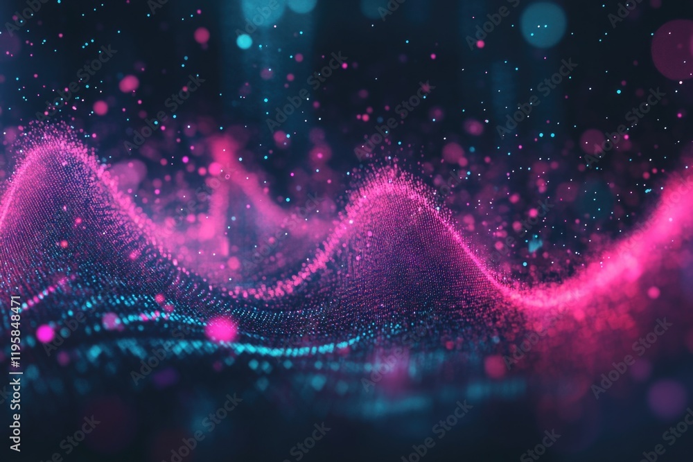 Aufkleber eye-catching digital graphic with vibrant pink and blue lights representing data and analytics. abst