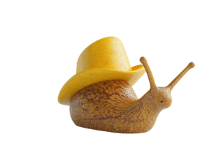 Isolated Snail with Yellow Cowboy Hat
