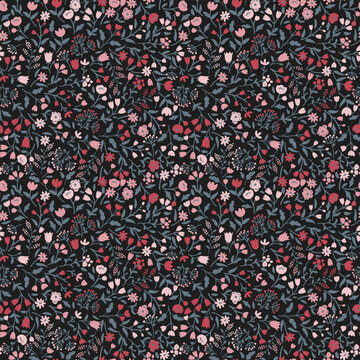 Seamless decorative flowers vector pattern