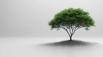 Obraz premium Solitary Tree in a Minimalist Setting: A Symbol of Resilience and Growth