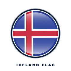 Iceland flag round design icon circle vector template