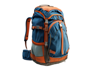 Isolated Blue and Orange Outdoor Backpack