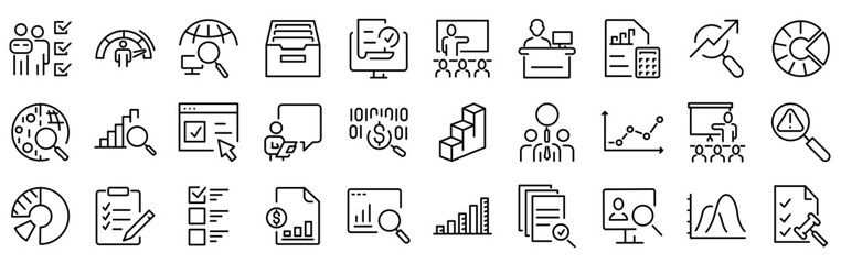 Analysis line web icons. infographic, analytics. Editable stroke. Vector illustration.
