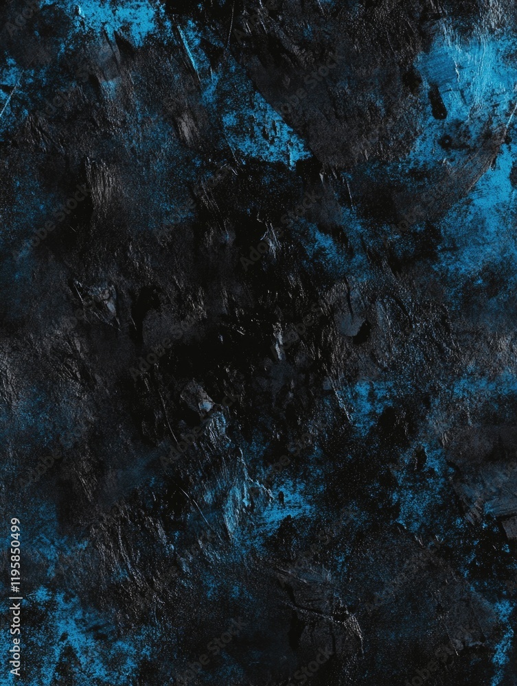 Poster dark textured canvas with blue and black brush strokes creating an abstract piece.