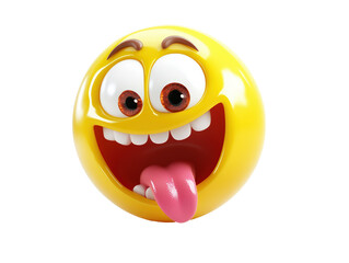 Isolated Exaggerated Smiling Emoji with Tongue Out