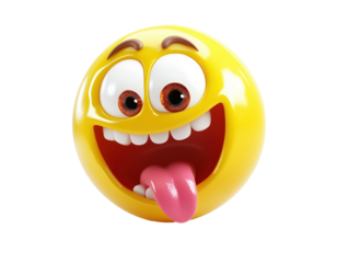 Isolated Exaggerated Smiling Emoji with Tongue Out