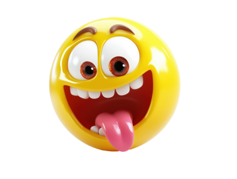 Isolated Exaggerated Smiling Emoji with Tongue Out