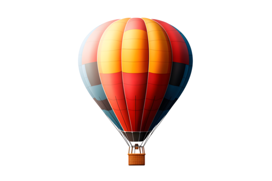 Vibrant hot-air balloon isolated on transparent background PNG for creative design projects and travel-themed visual content