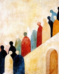Journey of Figures Ascending in Silence Toward Unseen Realms of the Early Middle Ages